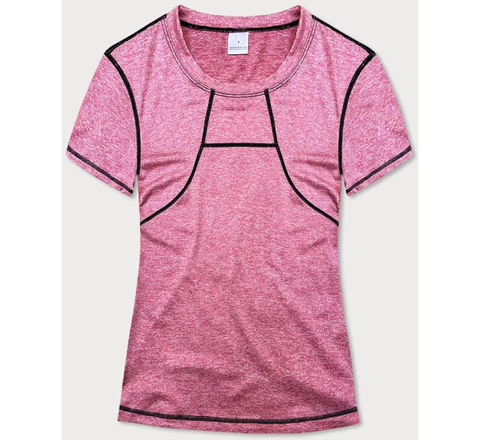 Růžové dámské sportovní tričko T-shirt s ozdobným prošitím (A-2166) Růžové dámské sportovní tričko T-shirt s ozdobným prošitím (A-2166)