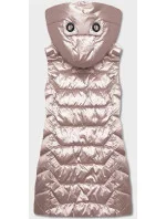 Perlově růžová dámská vesta s kapucí (B8107-51)