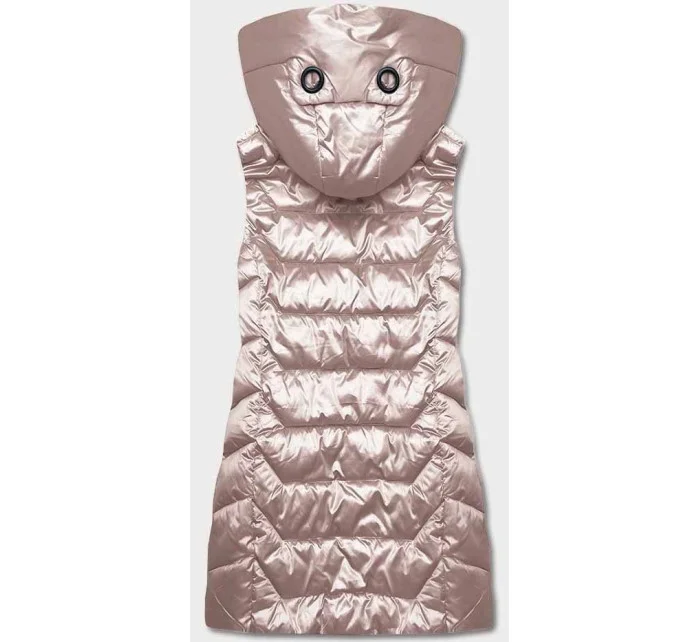 Perlově růžová dámská vesta s kapucí (B8107-51)