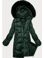 Tmavě zelená zimní prošívaná plus size bunda s kapucí S'west (B8267-10)