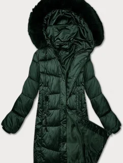 Tmavě zelená zimní prošívaná plus size bunda s kapucí S'west (B8267-10)