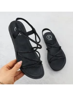 Dámské římské sandály Filippo se zirkony černé DS6884 Dámské římské sandály Filippo se zirkony černé DS6884