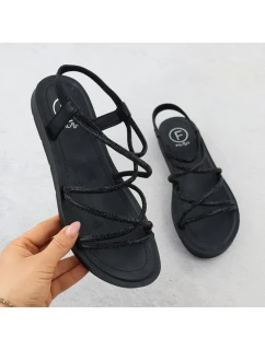 Dámské římské sandály Filippo se zirkony černé DS6884