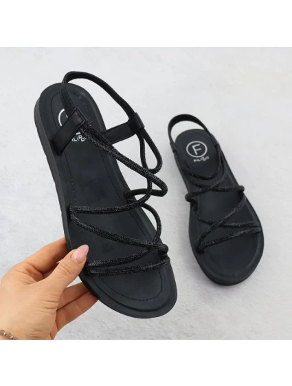 Dámské římské sandály Filippo se zirkony černé DS6884 Dámské římské sandály Filippo se zirkony černé DS6884