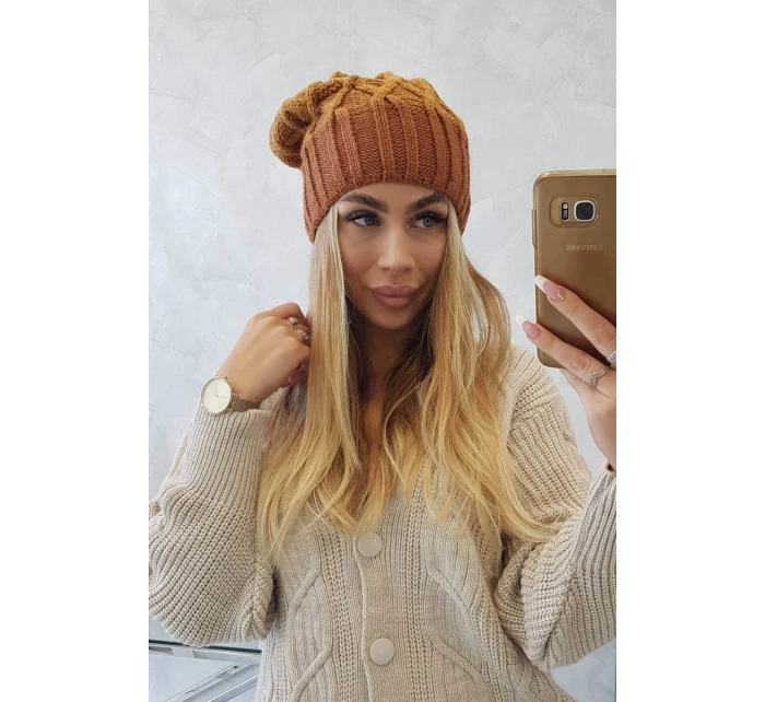 Milano fleecová čepice K203 mustard melange+brown