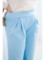 Dámské kalhoty Plus Size s širokými nohavicemi a model 21911614 modré - K-Fashion
