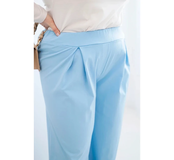 Dámské kalhoty Plus Size s širokými nohavicemi a model 21911614 modré - K-Fashion