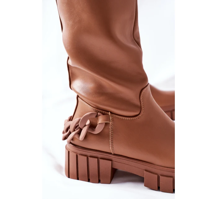 Vysoké hnědé boty s model 21561024 - Boto Vysoké hnědé boty s model 21561024 - Boto