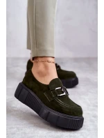 Módní semišové boty na platformě Khaki model 21598683 - Boto