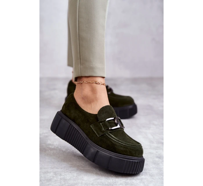 Módní semišové boty na platformě Khaki model 21598683 - Boto