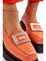 Pohodlné kožené mokasíny oranžové model 21613244 - Boto