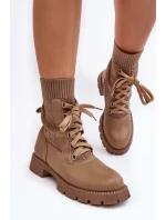 Dámské botky se šňůrkou a světle béžovou podkolenkou Gentiana