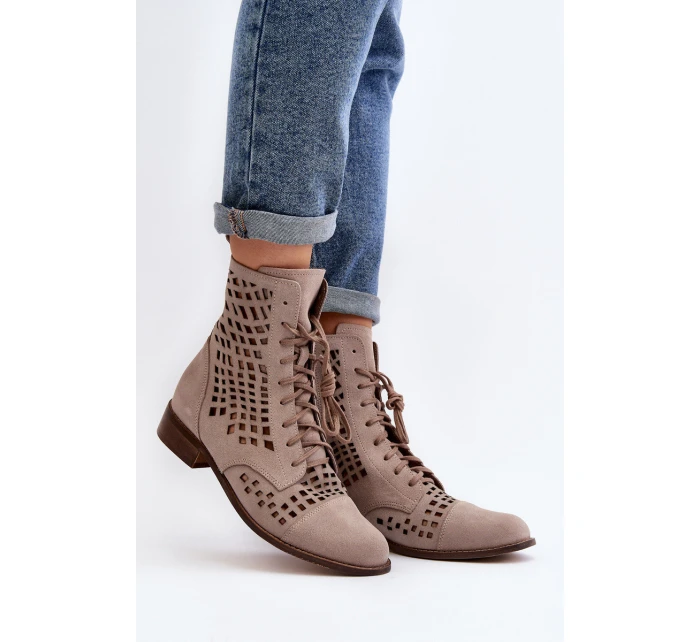 Průsvitné kožené botky Zazoo 2627 Beige