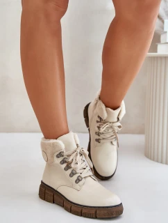 Dámské Zateplené Botky Traperky Na Zip Béžové Mevanisa