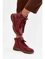 Dámské kozačky s teplým kožíškem z eko kůže bordové Ulverina Dámské kozačky s teplým kožíškem z eko kůže bordové Ulverina