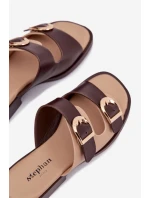 Dámské nazouváky se zlatými sponami béžovo-hnědé Danelle