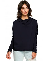 B094 Oversized top s výstřihem do V na zádech - tmavě modrý