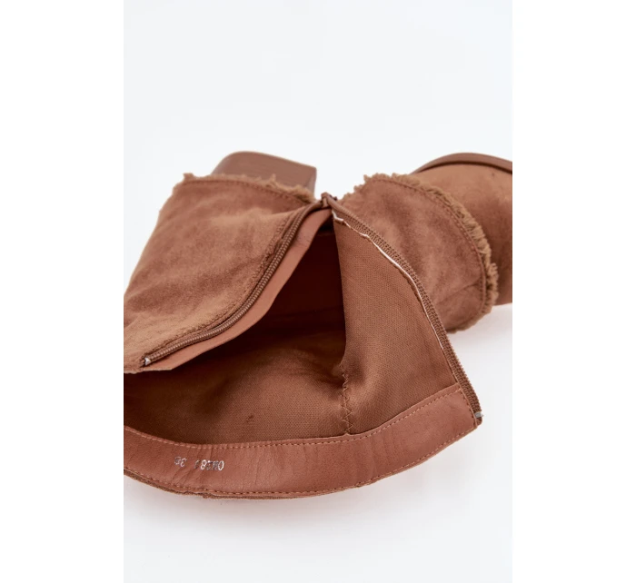 Dámské kotníkové botky na podpatku Idalia – světle hnědé