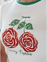 ROSAWIS bílé bavlněné tričko s flitry FashionStreet RY2845