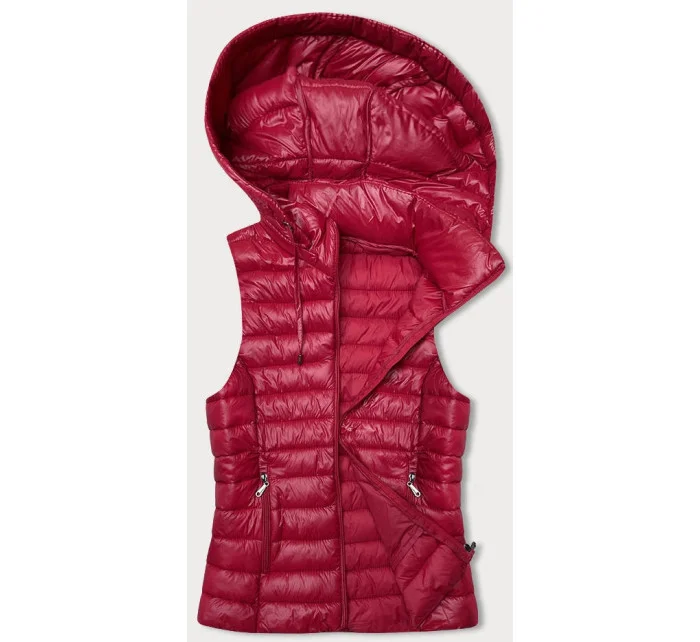 Červená prošívaná vesta s kapucí model 18914563 - J.STYLE Červená prošívaná vesta s kapucí model 18914563 - J.STYLE