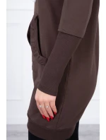 Šaty s ozdobnými volánky a kapucí v hnědé barvě Šaty s ozdobnými volánky a kapucí v hnědé barvě