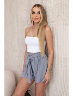 Viskózové šortky zavazované v pase šedý Viskózové šortky zavazované v pase šedý