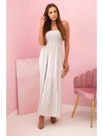 Dámské viskózové šaty s elastickým topem béžový