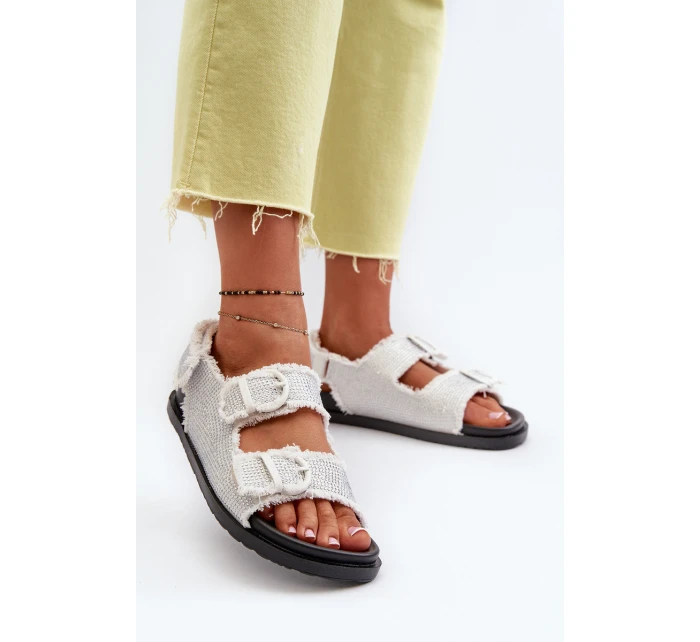 Dámské bílé zdobené džínové sandály model 21657662 - Boto