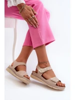 Dámské sandály na suchý zip béžové model 21661055 - EVENTO Dámské sandály na suchý zip béžové model 21661055 - EVENTO