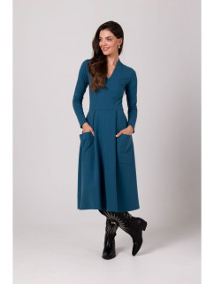 kopie B266 Rozšířené šaty s kapsami - tmavě modré