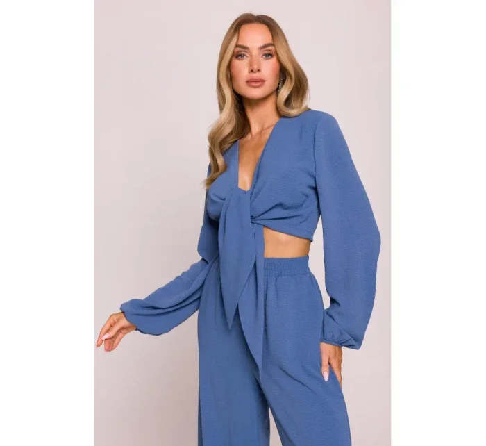 model 21136161 Crop top s vázáním vpředu džíny - Moe