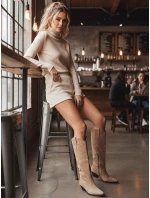 Dámské semišové kovbojské boty béžové Dstreet model 21993451 - FashionStreet Dámské semišové kovbojské boty béžové Dstreet model 21993451 - FashionStreet