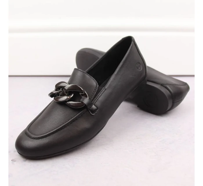 W černá kožená polobotka na řetízku model 19554593 - Rieker