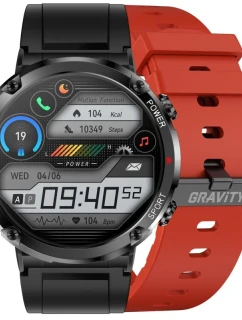 Chytré hodinky Gravity GT21-6 + červený silikonový řemínek