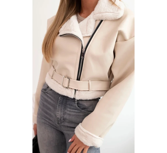 Dámská model 21273626 z ekokůže s podšívkou a páskem béžová - K-Fashion