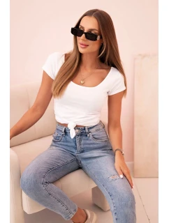 Dámská klasická bavlněná blůza s krátkým rukávem modrá