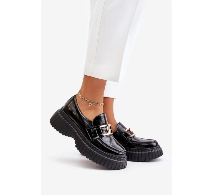 model 21673783 Lakované Polobotky Mokasíny Dámské Z Přírodní Kůže Tmavě Zelené - Zazoo