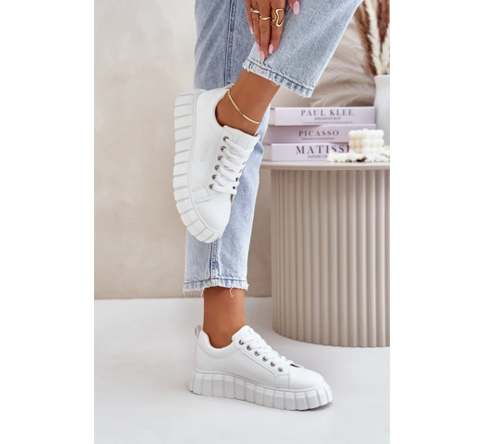 Zateplené Dámské Sneakersy Big Star MM274616 Bílé Zateplené Dámské Sneakersy Big Star MM274616 Bílé