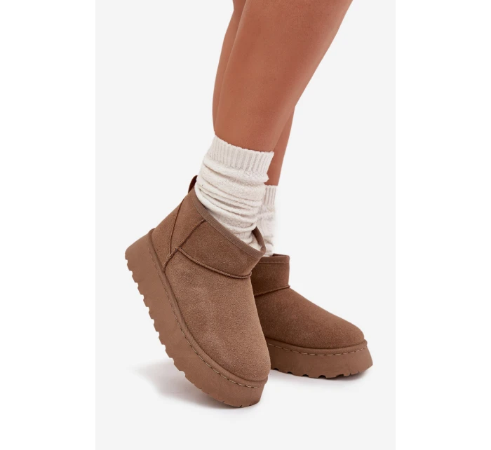 Dámské Sněhule Na Platformě Zateplené Kožíškem Khaki Vesirae Dámské Sněhule Na Platformě Zateplené Kožíškem Khaki Vesirae