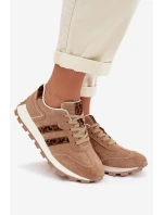 Dámské semišové tenisky na platformě Leopardí vzor model 22013938 Hnědé - S.Barski