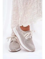 Dámské kožené lehké polobotky na platformě Artiker – béžovo/zlaté