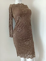 Dámské krajkové šaty 91141 hnědé - Koucla