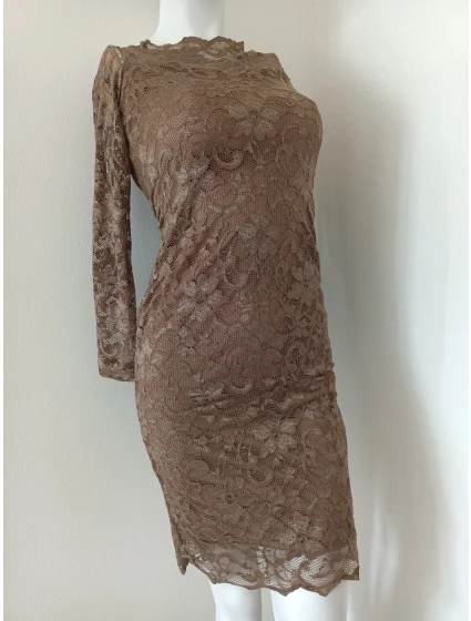 Dámské krajkové šaty model 21219941 hnědé - Koucla