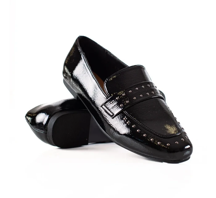 Výborné  polobotky dámské černé na plochém podpatku