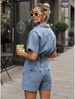 Dámský krátký džínový overal se šňůrkou v pase FashionStreet EY2639