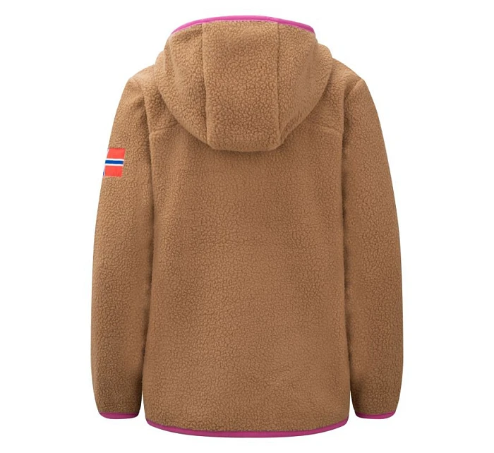Trollkids Dětská bunda Aurlandsfjord Fleecová bunda s kapucí bez zipu hnědá (466-823)