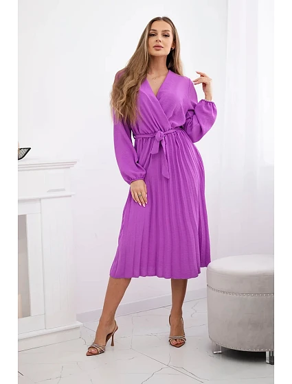 Šaty se model 21908643 plisovaným lemem fialka - K-Fashion