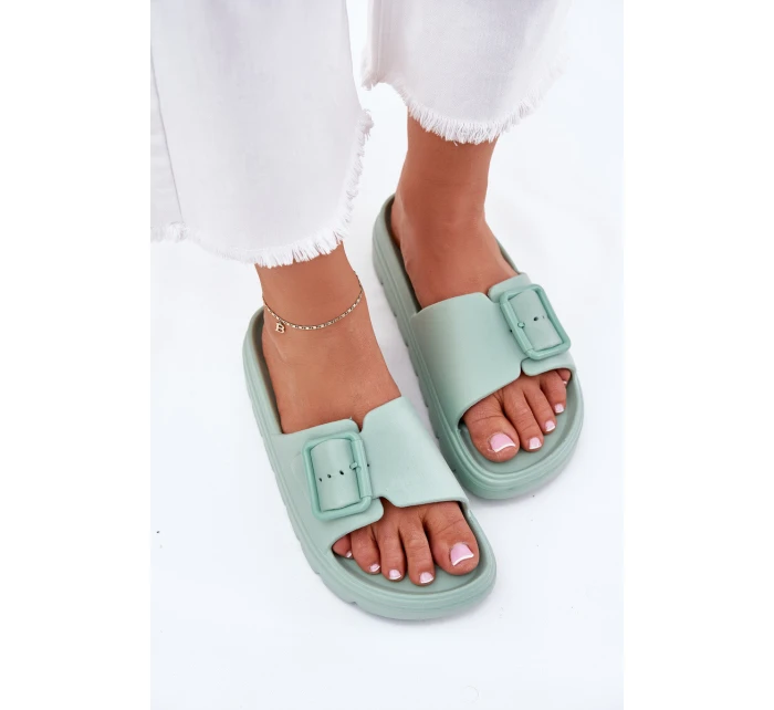 Dámské Pantofle Z Pěny Na Platformě S Přezkou Zelené Viasara Dámské Pantofle Z Pěny Na Platformě S Přezkou Zelené Viasara