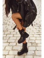 Zateplené dámské kotníkové boty se zlatým sponem Černé Elanore Zateplené dámské kotníkové boty se zlatým sponem Černé Elanore