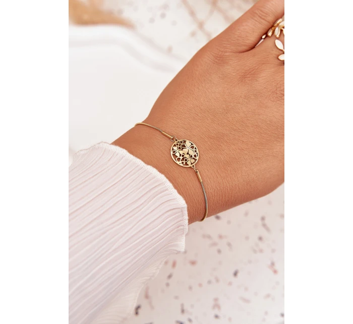 Dámský náramek s přívěskem model 21776927 s květinami zlatý - Boto Dámský náramek s přívěskem model 21776927 s květinami zlatý - Boto
